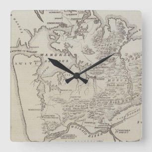 Horloge Carrée Carte de terre entre Auckland et rivière de
