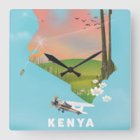 Carte du Kenya Illustration affiche de voyage.
