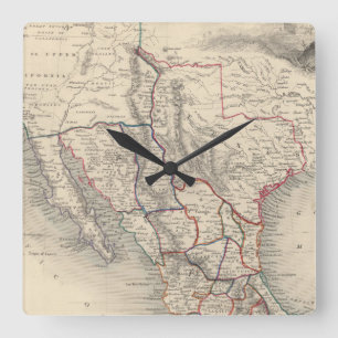 Horloge Carrée Carte du Mexique, de la Californie et du Texas