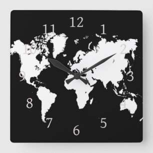 Horloge Carrée Carte du monde Design 69