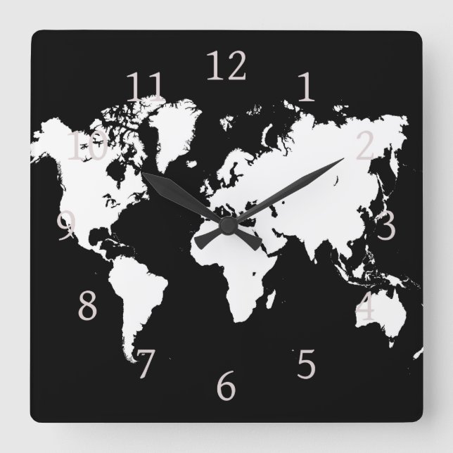 Horloge Carrée Carte du monde Design 69 (Recto)