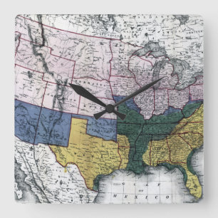 HORLOGE CARRÉE CARTE : GUERRE CIVILE, 1864