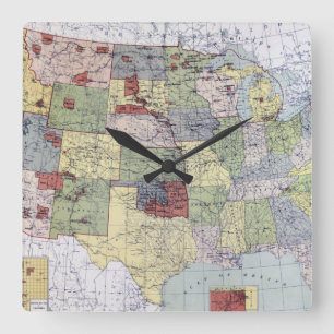 HORLOGE CARRÉE CARTE : RÉSERVATIONS, 1892