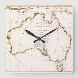 Horloge Carrée Carte Terra Australis 1814