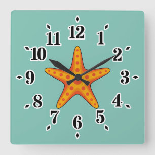Horloge Carrée Carton d'Épis orange mignon