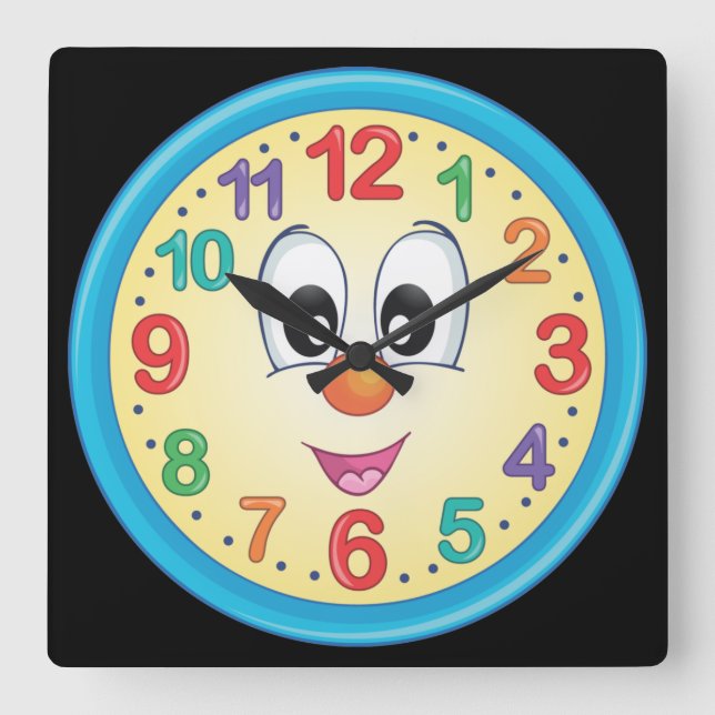 Horloge Carrée Cartoon coloré mignon Visage bébé (Recto)