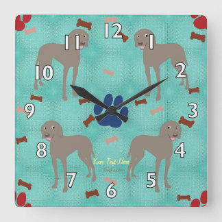 Horloge Carrée Cartoon Weimaraner