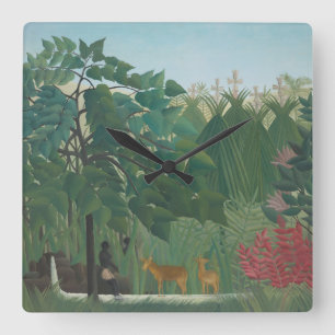 Horloge Carrée Cascade d'Henri Rousseau, Art Vintage