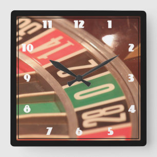 Horloge Carrée Casino Roulette Roulette Roulette Roue Vintage Sty