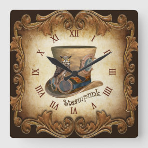 Horloge Carrée Casquette de goggle Steampunk ~ Grande Chouette à