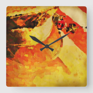 Horloge Carrée Casquette vintage, Drapeau, Médaille Carré des vét