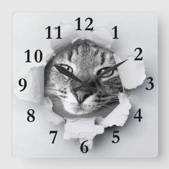 Horloge Carrée Cat (Recto)