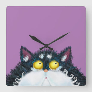 Horloge Carrée Cat eyes looking large clock