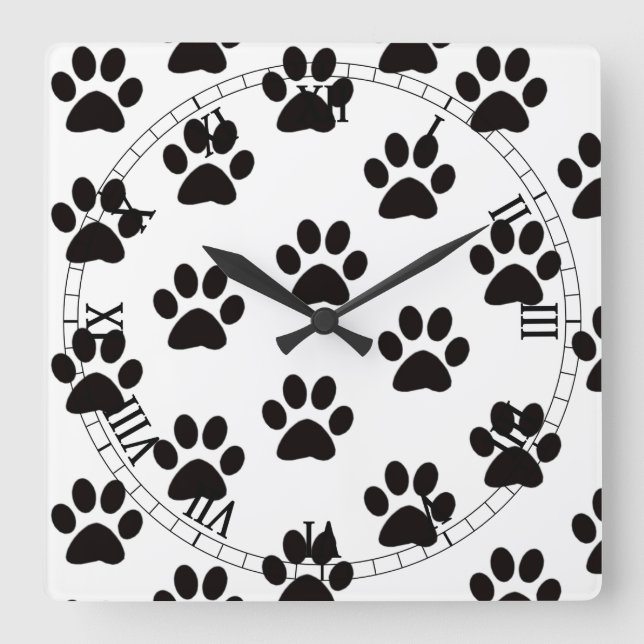 Horloge Carrée Cat Paw Prince Roman Numeral Clock (Recto)