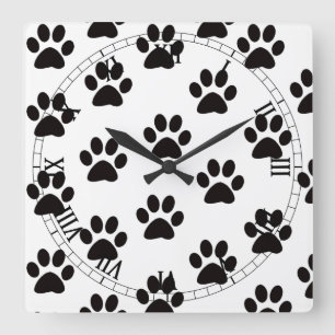 Horloge Carrée Cat Paw Prince Roman Numeral Clock