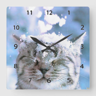 Horloge Carrée Cat Wall Clock