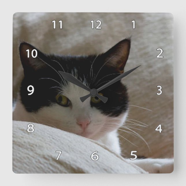 Horloge Carrée Cat Wall Clock (Recto)