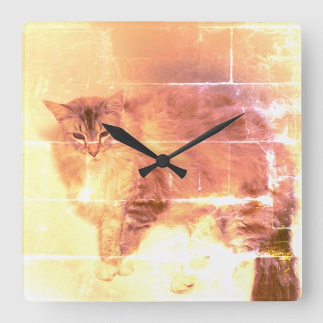 Horloge Carrée Cat Wall Clock (Recto)