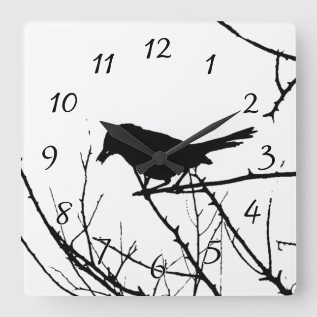 Horloge Carrée Catbird Silhouette Love Bird Watching (Recto)