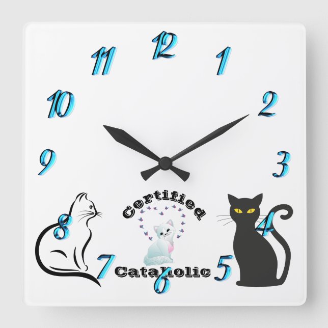 Horloge Carrée Catholique certifié (Recto)