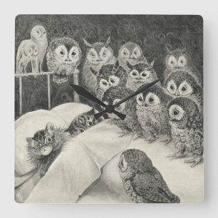 Horloge Carrée Cauchemar aux chats. Louis Wain