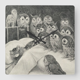 Horloge Carrée Cauchemar aux chats. Louis Wain