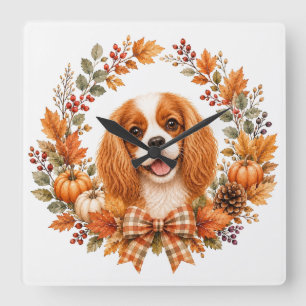 Horloge Carrée Cavalier King Charles Automne