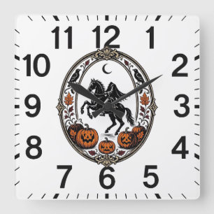 Horloge Carrée Cavalier sans tête Sleepy Hollow Black Raven Jacks