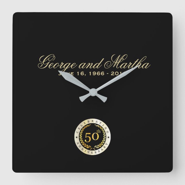 Horloge Carrée Celebrating 50th Anniversary. Customizable. (Recto)