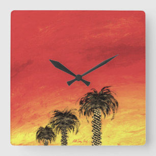 Horloge Carrée Célébration de désert d'horloge "par tout l'art