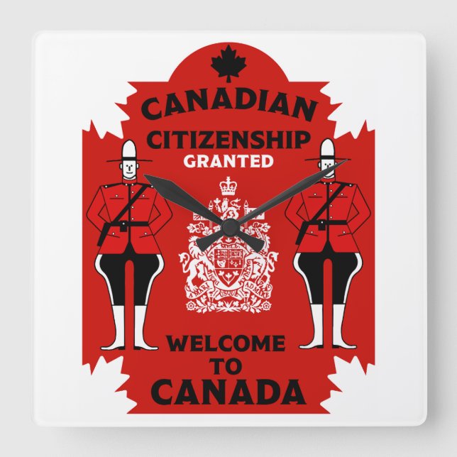 Horloge Carrée Célébration de la citoyenneté canadienne (Recto)