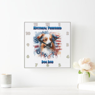 Horloge Carrée Célébration de la Journée nationale des chiens de 