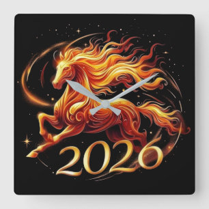 Horloge Carrée Célébrations de l'Année chinoise du Cheval 2026