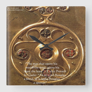 Horloge Carrée Celtic Artifact & Proverb On Wall Clock