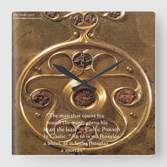 Horloge Carrée Celtic Artifact & Proverb On Wall Clock (Recto)