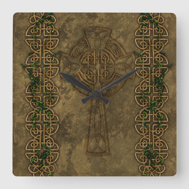 Horloge Carrée Celtic Cross and Cross Knots (Recto)