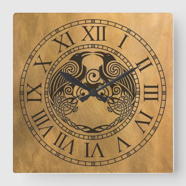 Horloge Carrée Celtic crow (Recto)