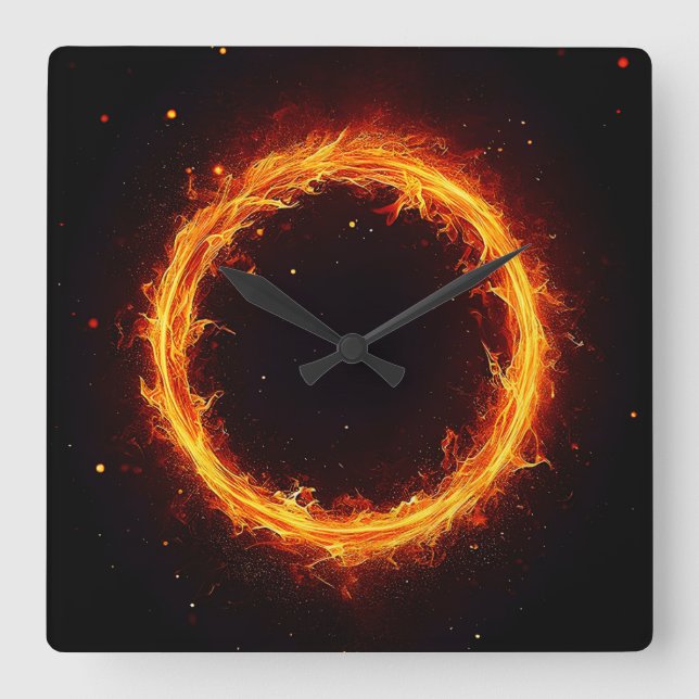 Horloge Carrée cercle de feu (Recto)