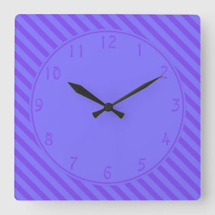 Horloge Carrée Cercle violet avec des bandes violettes diagonales