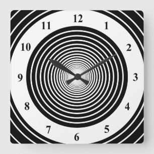Horloge Carrée Cercles blancs - Ajoutez vos couleurs préférées