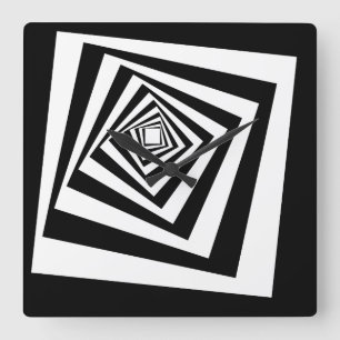 Horloge Carrée Cercles concentrés de l'illusion optique hypnotiqu