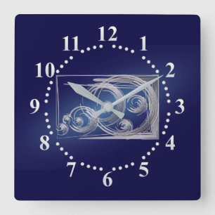 Horloge Carrée Cercles de Fibonacci éparpillés