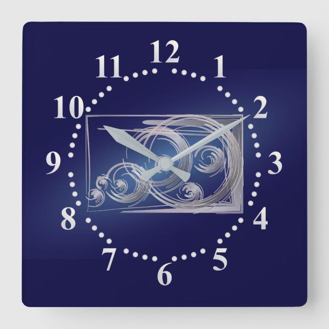 Horloge Carrée Cercles de Fibonacci éparpillés (Recto)