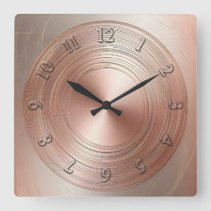 Horloge Carrée cercles or rose
