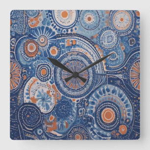 Horloge Carrée Cercles rétro