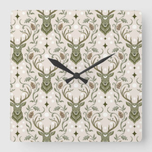 Horloge Carrée Cerf Tribal Boho, Rêvant de Cerf