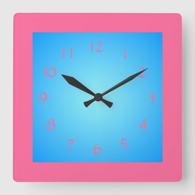 Horloge Carrée Cerice Pink Boarder /Blue Face>Horloge murale (Recto)