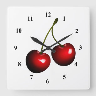 Horloge Carrée Cerises sucrées