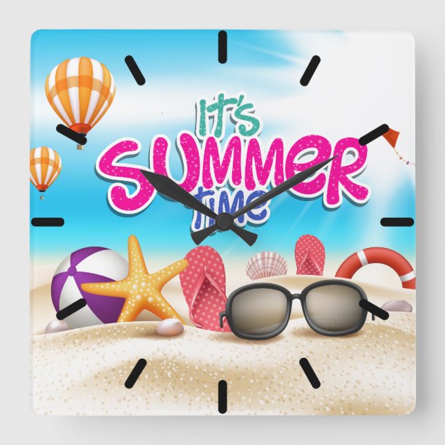 Horloge Carrée C'est l'été (Recto)