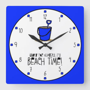Horloge Carrée C'est l'heure de la plage !